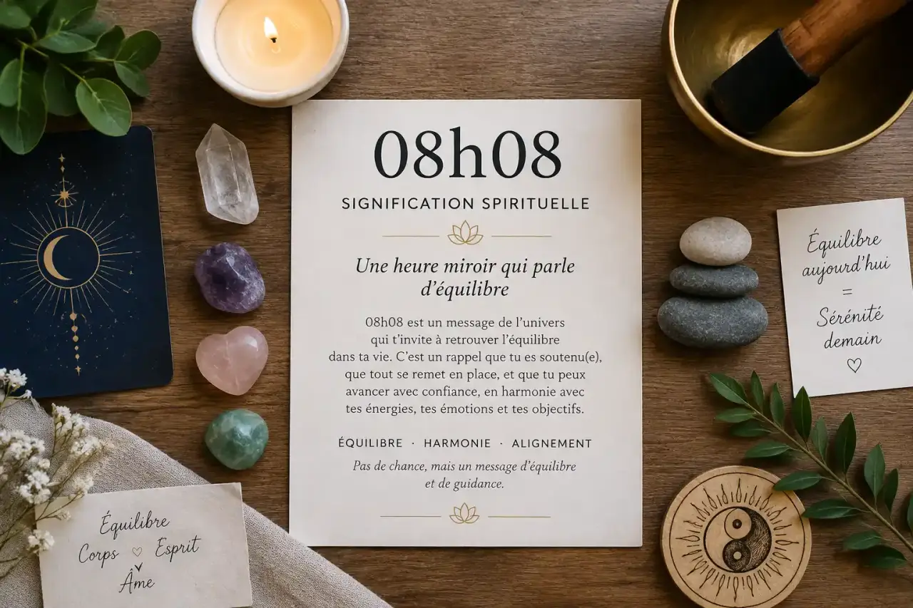 08h08 : signification spirituelle d'une heure miroir qui parle d'équilibre, pas de chance